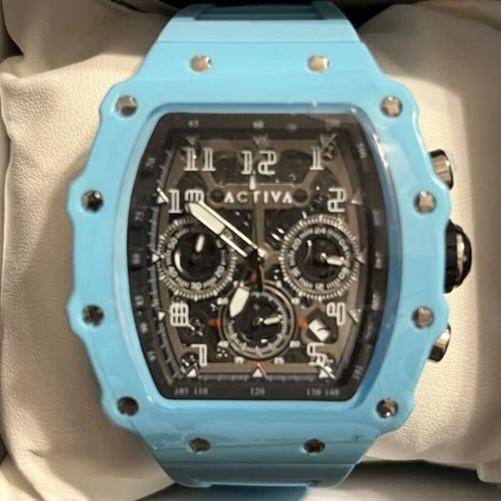 Activa Men's Watch w/ Skeleton Dial - 44.3mm, Blue ACW 2305-019